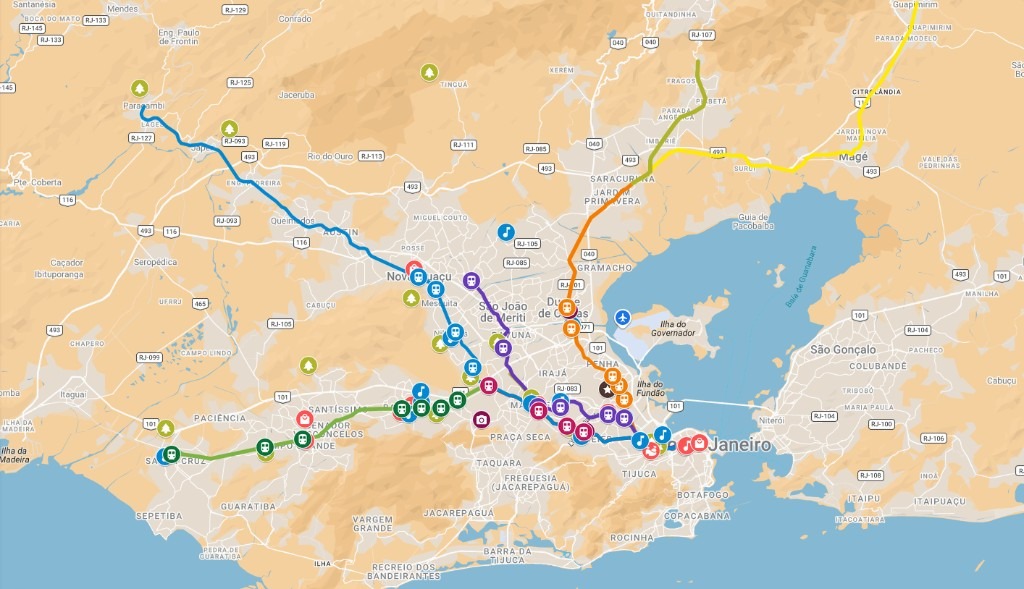 Map of places of interest near TrensRJ lines